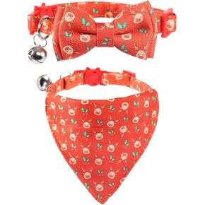 Halloween Cat Collar Breakaway with Cute Bow Tie Bandana and Bell Holiday Accessories for Kitty Adjustable Safety