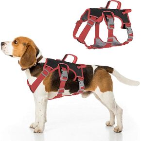 Dog Harness for Small Dogs, No Pull Reflective Adjustable Vest with Easy Control Lift Handle, No Choke Soft Padded Breathable Full Body Pet Harness for Walking Hiking and Training (Pink, Small)