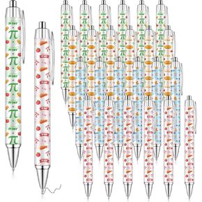 24 Pcs Pi Day Pens Plastic Math Lover Happy Pi Approximation Day Ballpoint Pen Bulk Favors for Teachers School Classrooms Reward Birthday Party Prizes