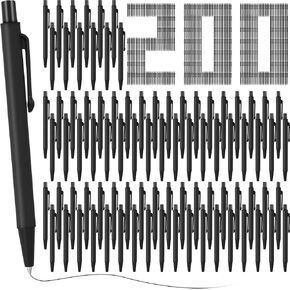 Geyoga 200 Pcs 4'' Mini Pens Bulk Small Retractable Ballpoint Pens 0.7 mm Fine Point Pens with Clip Fine Point Pens Tiny Ink Black Pens for Notebook School Office(Black and White)