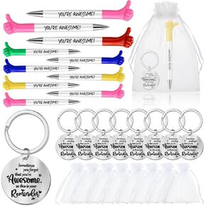 Fumete 45 Pcs Employee Appreciation Gifts Inspirational Thumbs up Pens Thank You Keychains Organza Bags Appreciation Gift for Coworker Staff Team Teacher Nurse