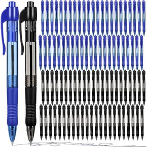 Fainne 300 Pcs Retractable Ballpoint Pens Bulk Medium Point (1.0 mm) Smooth Writing Pens for Journal Notebook Writing Office Supplies Click Pen (Blue, Black)