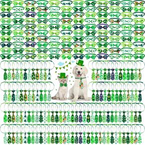 240 Pcs St. Patricks Day Dog Bows Ties Adjustable St. Patrick's Dog Collar Holiday Grooming Gift for Irish Party Favors Pet Accessories Small Medium Cats