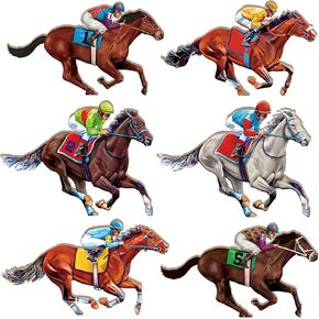 6pcs Derby Decorations Horse Racing Decorations Table Centerpieces Wooden,Double Sided Derby Table Decorations Horse Racing Party Supplies,Derby Party Decorations