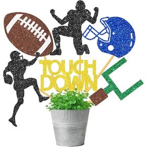 12Pcs Football Party Centerpiece Sticks Football Birthday Party Table Toppers Glitter Football Table Centerpieces Decorations for Football Theme Birthday Party Baby Shower Supplies
