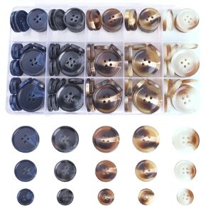 120 Pcs Sewing Buttons 4-Hole Crafts Round Resin Buttons, 5 Color 3 Size (15 mm, 20 mm, 25 mm) for Suit Coat Shirt Blazer Jacket Clothing Sewing, DIY Craft Decoration