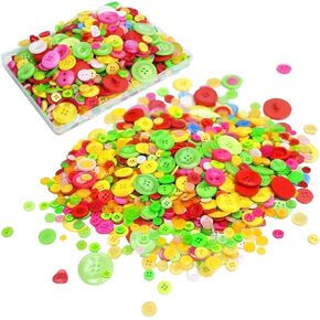 About 500-600PCS Assorted Buttons for Crafts, Mixed Color Buttons for Clothes, Premium Resin Buttons for Sewing, Craft Button for Manual Button Painting, DIY Ornament Making Project, Card Holder