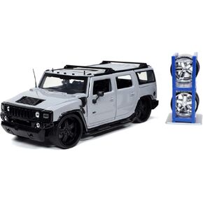 Jada Toys Just Trucks 1:24 2003 Hummer H2 with Rack Die-cast Car Grey, Toys for Kids and Adults, 32310
