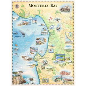 Xplorer Maps Monterey Bay ، ملصق خريطة كاليفورنيا ، 12 × 18 بوصة ، ديكور الجدار