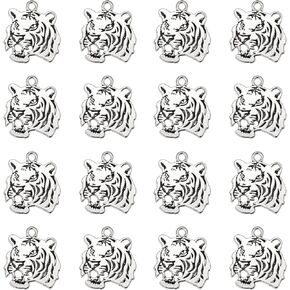 30pcs Antique Silver Plated Roaring Tiger Head Charms Pendant DIY Bracelets Necklace Jewelry Making Craft Wholesale 27mmx24mm(A322)