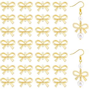 UNICRAFTALE 30Pcs Bowknot Connector Charms Earring Charms Bowknot Pendants Golden Bow Charms Tiny Bowknot Links Jewelry Connector Charms for Bracelet Necklace Earrings Wedding