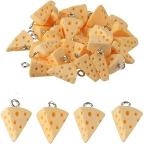 30Pcs Resin Cheese Shaped Charms,19mmx13mm Mini Food Charms for Jewelry Making Necklace Bracelet Hairpin DIY