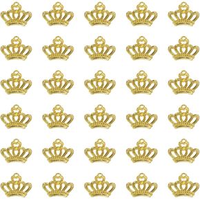 Small Metal Vintage Crown Charms for Pendant Earring Bracelet Necklace Keychain Jewelry Making Christmas Halloween Party Favor Handmade Craft Project, 30PCS
