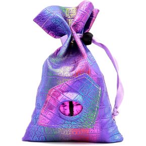 Haxtec Dragon Eye Dice Bag Purple Rainbow Drawstring Leather DND Dice Pouch Medium Dice Holder Storage Bag for D&D Dice Coins and TTPRG Accessories Patent Number D893867 (Purple Eye)