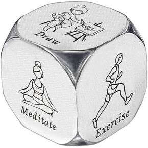 UNICRAFTALE Self Care Relief Gifts 1Set Stainless Steel Decision Dice with Gifts Box Stress Relief Gifts Relief Items Meditation Yoga Gifts Mental Health Gifts Retirement Gifts for Women Men