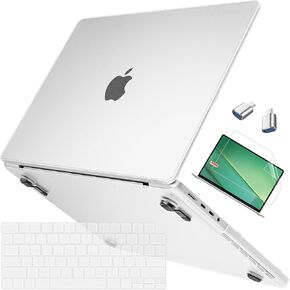 Mektron Ultra Thin Case لـ M4 MacBook Pro 16 Inch 2024 الإصدار A3403 A3186 FITS 2023 2021 الإصدار M3 A2991 M2 A2780 M1 A2485 Pro/Max ، قذيفة صلبة واقية مع طي طية ، Frosted Clear Clear Clear in Kuwait