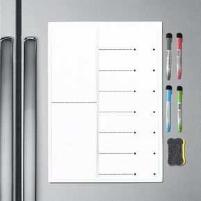 Magnetic Dry Erase Board Sheet for Refrigerator/Office/Locker, White Board Organizer and Planner with Stain Resistant Technology, Include 1 Eraser, 4 Markers (17" x 12" Weekly Planner)