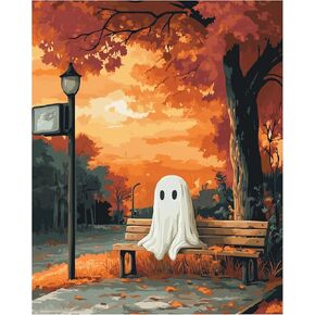Halloween Paint by Numbers Kits, Ghost Paint by Number for Adults, Easy Horror Canvas Painting, Ghost Under The Snow DIY Oil, Home Wall Decor for Gifts Home Wall Decoration(16x20inch, Unframed)