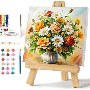 BXXRBX Flowers Paint by Numbers Kit for Adults Framed- Floral Framed Paint by Numbers Kit for Adults, Flowers Painting by Numbers for Adults for Home Wall Decoration(12x12Inch)