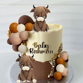 JeVenis Two Highland Cow Cake Decorations Cake Topper Highland Cow Party Favors For Highland Cow Birthday Party Supplies