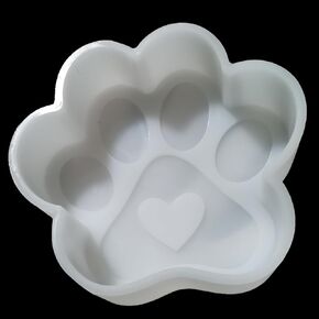 Paw Print Heart Car Freshie Mold Baking Aroma Beads DIY Craft Soap Candle Chocolate Silicone Mould Decoration Party Gift-Oven Safe【Medium Size】