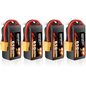 Ovonic 4S 650mAh Lipo بطارية 14.8 فولت 130C بطارية مع ST60 قابس لشاحنة RC Car Truck RC Boat Drone RC Aldlane Quadcopter Helicopter FPV Racing Models [1 حزمة بما في ذلك 4 بطاريات]