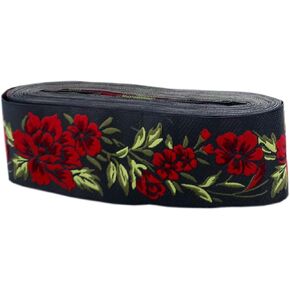 Idongcai 10 ياردة Boho Ribbon Jacquard Ribbon Trim Black Lace Ribbon Floral Floral Trim Trim Trim & Chilishments