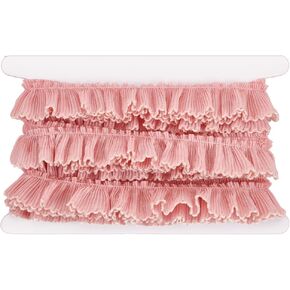 MAYJOYDIY 5 Yards 2 Inch Beige Ruffle Lace Trim, Double-Layer Gathered Ruffled Ribbon Black Matching Trimming Pleated Lace Edge Trim for DIY Headwear Collar Sewing Dress Wedding Decoration