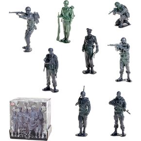 8 PCS WWII Toy Soldier Figures 1/10 3.7IN/9.5CM US/German Military Soldier Models for DIY Painting Assembly War Games