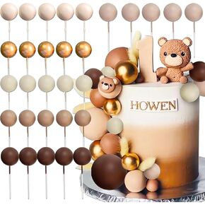 JeVenis 50 PCS Macaroon Rainbow Ball Cake Toppers Colorful Rainbow Cake Topper Pastel Color Balls Cupcake Toppers for Birthday Baby Shower Wedding Party