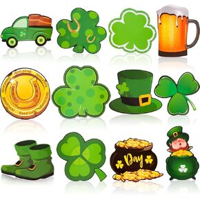 junkin 60 pcs day st. patrick class classroot bulletin border decoration Shamrock Gold Hat Beer Beer Beer Mug elf elf shoitouts for St. Patrick's Day (