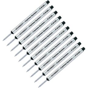Schmidt Short P8126 Capless Rollerball Refill - Black - 10 Pack