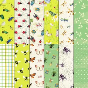 24 PCS Spring Style Scrapbook Paper Pad, Insect Butterfly Pattern Double-Sided Decopodge Paper,Cardstock Paper for Scrapbooking DIY Decorat