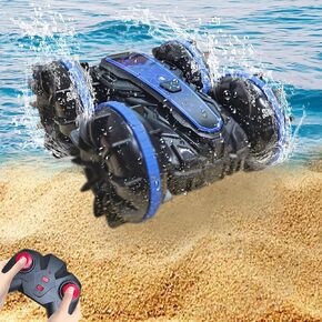 Amphibious Remote Control Car, 2.4 GHz 4WD Amphibious RC Vehicle Boat 360° Rotating Waterproof RC Stunt Car All Terrain Beach Pool Water Toy, Best Gift for Kids and Teens (Green)