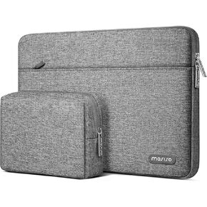 MOSISO Laptop Sleeve Compatible with MacBook Air/Pro, 13-13.3 inch Notebook, Compatible with MacBook Pro 14 inch M4 M3 M2 M1 2025-2021, Polyester Horizontal Carrying Bag with Small Case, Gray