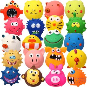 Shappy 20 Pcs Latex Squeaky Dog Toys Rubber Soft Dog Toys Squeaky Balls for Dogs Rubber Funny Animal Sets Interactive Fetch Play Chew Molar for Small Medium Dogs Pets