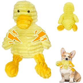 Dog Squeaky Toy Yellow Duck Chew Toys for Puppy Clean Teeth Interactive Stuffed Plush Dogs Toys for Relieve Stress and Boredom Suitable for Small and Medium Breeds