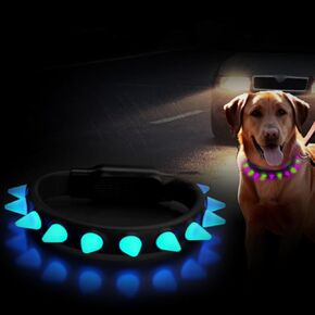 Waterproof Light Up Dog Collar - 8 RGB Modes LED Dog Collar with Remote Control, Safe Nighttime Visibility, Adjustable Dog Collar (Fits Neck 11-18.9 Inch) with Custom Nameplate