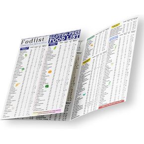 Fodlist. Gluten Free Food List. Grocery & Shopping List for a Gluten-Free Diet. Food Chart Includes Raw & Whole Foods, Carbs, Calories, & Vitamins. 8"x11". Laminated.