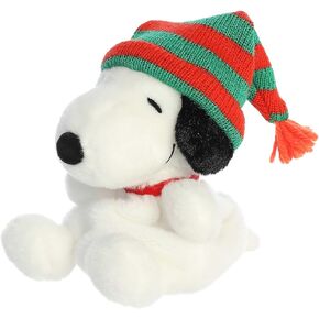 Aurora® Festive Peanuts® Palm Pals™ Snoopy Beanie Stuffed Animal - Classic Characters - Lasting Memories - White 5 Inches