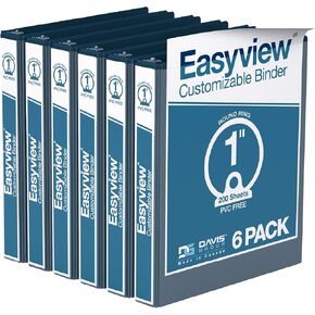 EasyView Premium 1.5-Inch Binders with Clear-View Covers, 3-Ring Binders for School, Office, or Home, Colored Binder Notebooks, Pack of 6, Round Ring, Pink