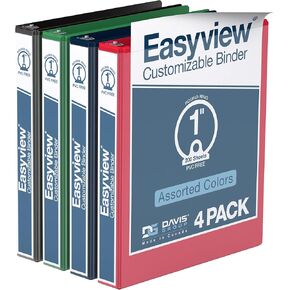 EasyView Premium 1.5-Inch Binders with Clear-View Covers, 3-Ring Binders for School, Office, or Home, Colored Binder Notebooks, Pack of 6, Round Ring, Pink