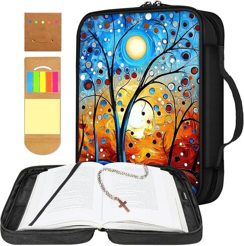 Bible Cover for Women Men, Cute Baby Elephant with Glasses Theme, Bible Case, Bible Bag, Large Space, Multiple Zippered Pockets, Waterproof Canvas, Bible Holder Case - Perfect for Christian Gifts in Kuwait
