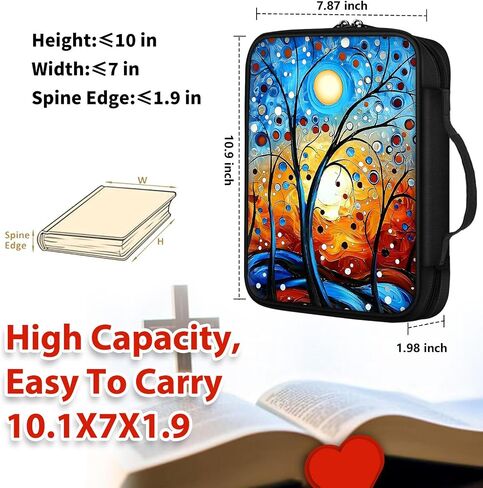 Bible Cover for Women Men, Cute Baby Elephant with Glasses Theme, Bible Case, Bible Bag, Large Space, Multiple Zippered Pockets, Waterproof Canvas, Bible Holder Case - Perfect for Christian Gifts in Kuwait