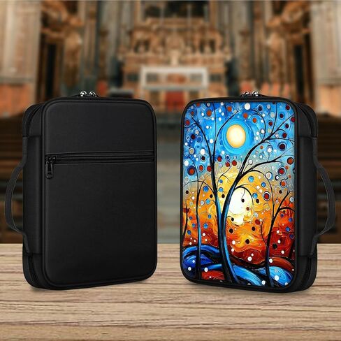 Bible Cover for Women Men, Cute Baby Elephant with Glasses Theme, Bible Case, Bible Bag, Large Space, Multiple Zippered Pockets, Waterproof Canvas, Bible Holder Case - Perfect for Christian Gifts in Kuwait