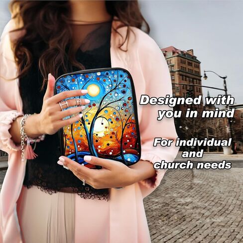 Bible Cover for Women Men, Cute Baby Elephant with Glasses Theme, Bible Case, Bible Bag, Large Space, Multiple Zippered Pockets, Waterproof Canvas, Bible Holder Case - Perfect for Christian Gifts in Kuwait