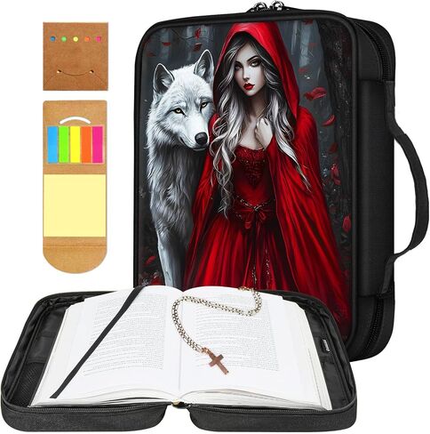 Bible Cover for Women Men, Cute Baby Elephant with Glasses Theme, Bible Case, Bible Bag, Large Space, Multiple Zippered Pockets, Waterproof Canvas, Bible Holder Case - Perfect for Christian Gifts in Kuwait