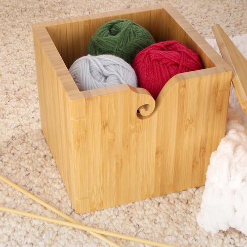 وعاء خيوط الخيزران Jubileeyarn مع غطاء - ملحقات الكروشيه الحياكة الحامل - Natural - 1 Box in Kuwait
