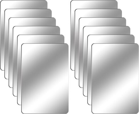 12pcs تحطيم المرايا البلاستيكية 4 × 6 بوصة البلاط المرآة الأكريليك مع زوايا مستديرة ناعمة ، وملاءات مرآة أفلام واقية مزدوجة من جانب الحمام ديكور ديني الحرف ديي in Kuwait