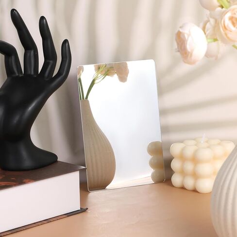 12pcs تحطيم المرايا البلاستيكية 4 × 6 بوصة البلاط المرآة الأكريليك مع زوايا مستديرة ناعمة ، وملاءات مرآة أفلام واقية مزدوجة من جانب الحمام ديكور ديني الحرف ديي in Kuwait